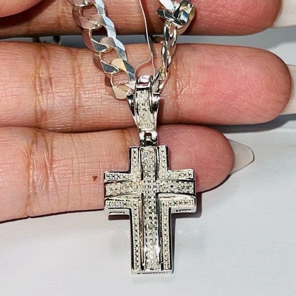 Real diamond cross pendant, NOT CZ NOT MOISSANITE best gift for men real diamond - Picture 5 of 8